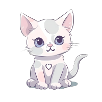可爱粉色小猫插画素材
