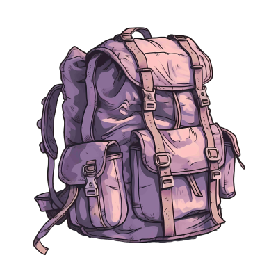 紫色背包矢量手绘插画图形素材