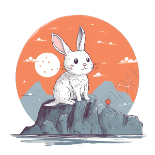 宫崎骏风格小兔子插画