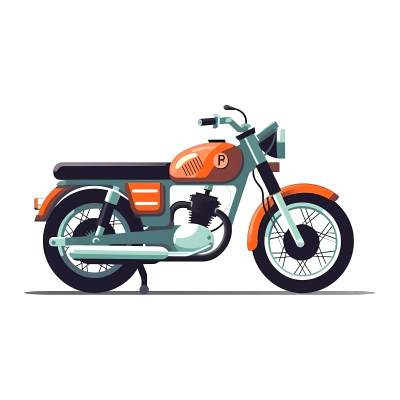 高清白底摩托车平面插画设计素材
