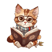 可爱小猫读书插画