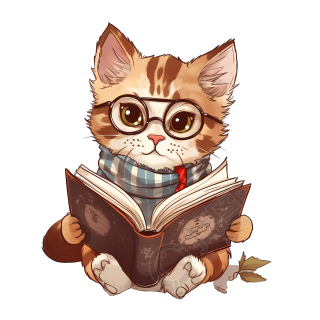 可爱小猫读书插画