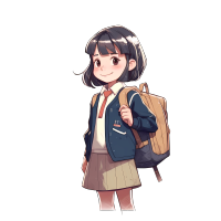 可爱校服小女生插画素材