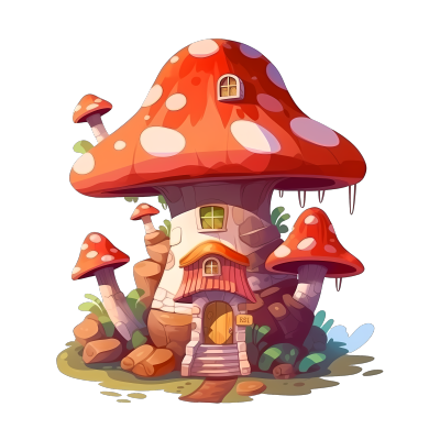 皮克斯风幼儿园插画：蘑菇屋