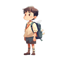 可爱校服男孩插画素材
