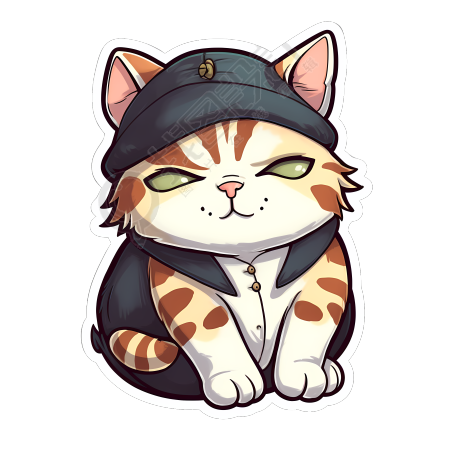 黑白礼服猫打盹PNG插画设计素材