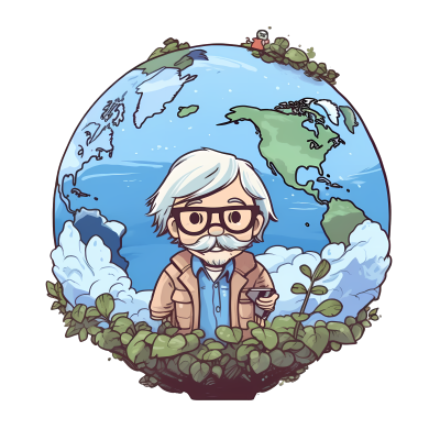 宫崎骏风格地球卡通插画
