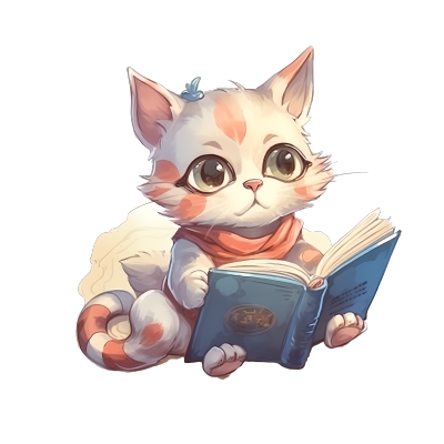 可爱小猫读书插画