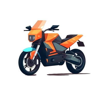 高清透明背景摩托车平面插画设计素材