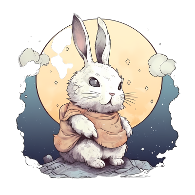 宫崎骏风格小兔子插画矢量图