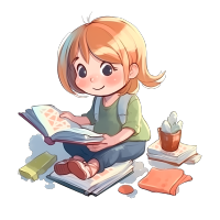 可爱小女孩阅读插画