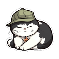 卧在垫子上的瞌睡猫动画贴纸