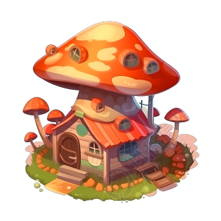 可爱蘑菇房屋PNG图形素材