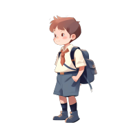 可爱校服男孩插画素材