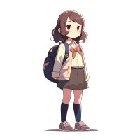 校服萌妹插画素材