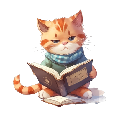 可爱小猫读书插画设计