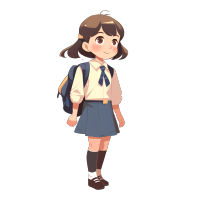 可爱校服小女孩PNG图形素材