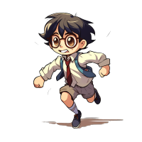 宫崎骏风格校服小男孩插画矢量素材