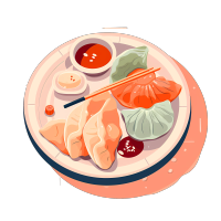 简约美食饺子扁平图案