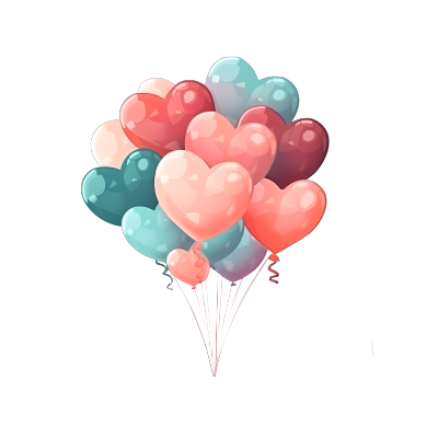 创意设计商业元素图形高清PNG心形气球花束