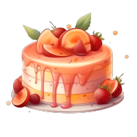 草莓桃子蛋糕插画设计