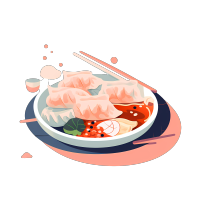 清新简约饺子插画素材