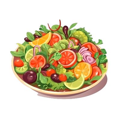 清新蔬菜沙拉矢量插图