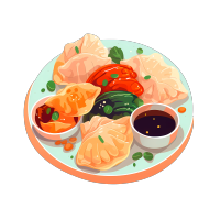 鲜美饺子扁平插画