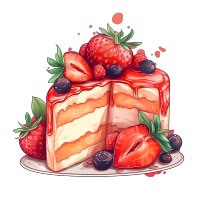 草莓桃子蛋糕插画设计