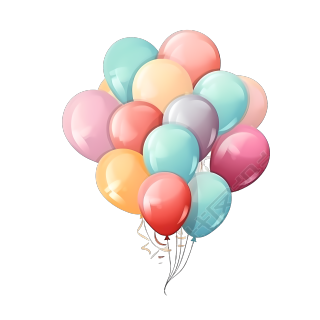 气球束矢量图，粉彩色扁平插画设计