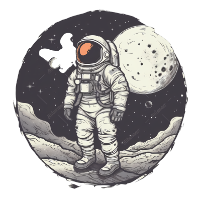 卡通风格宇航员在月球上的矢量插画