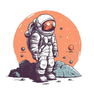 太空人月球漫画风矢量插画
