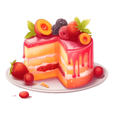 草莓桃子蛋糕插画设计