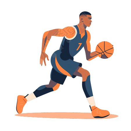 篮球运动员矢量插画设计素材