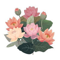 扁平风格莲花花束PNG素材