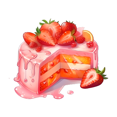 草莓桃子蛋糕插画设计