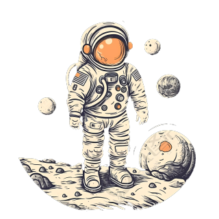 卡通风格宇航员在月球上矢量插图