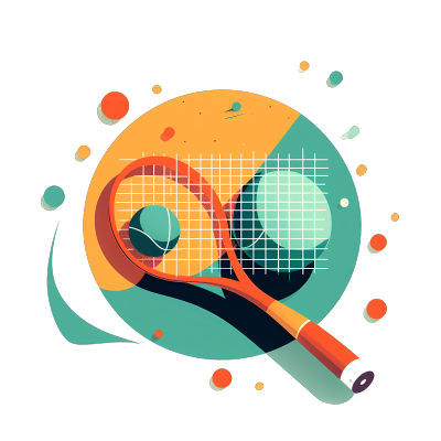 网球扁平插图-简约白色背景和鲜艳配色
