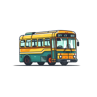 简约明亮公交车白底扁平插画图形素材PNG