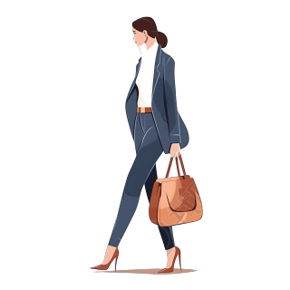商务女性手拿皮包穿西装平面插画设计素材