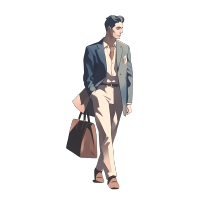 商务帅哥手提包插画设计