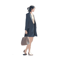白底清新插画设计素材-年轻女性套装