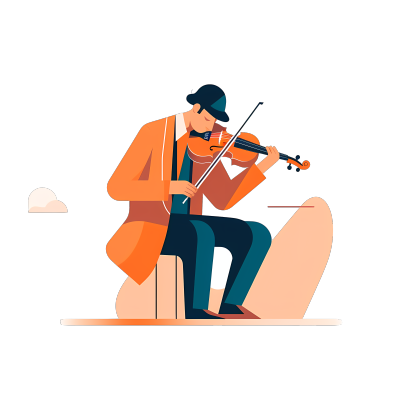 白底彩色小提琴演奏家扁平插画