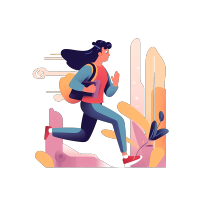简约白底鲜明色调的跑步活动插画素材