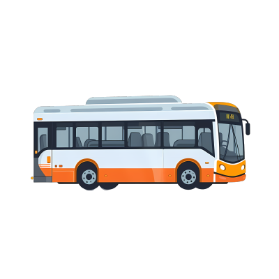 简约白色公交车UI插画设计素材