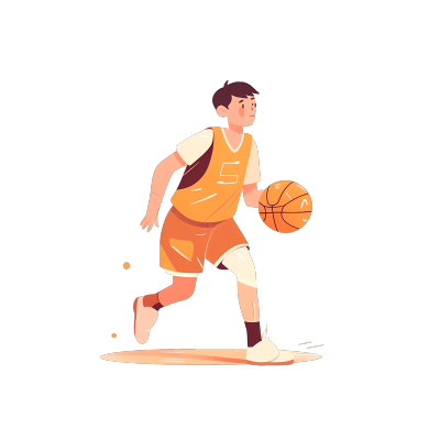 白底篮球运动员插画设计
