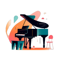 极简白色背景钢琴插画素材