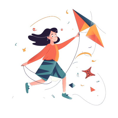 风筝女孩-创意设计图形素材