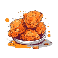 可商用创意设计高清PNG图形素材-炸鸡卡通插画