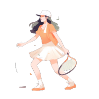 网球女孩插画素材